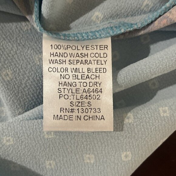 Umgee Women's Teal Floral Wrap Style Blouse Size Small Short Sleeve Loose Fit - Picture 7 of 8